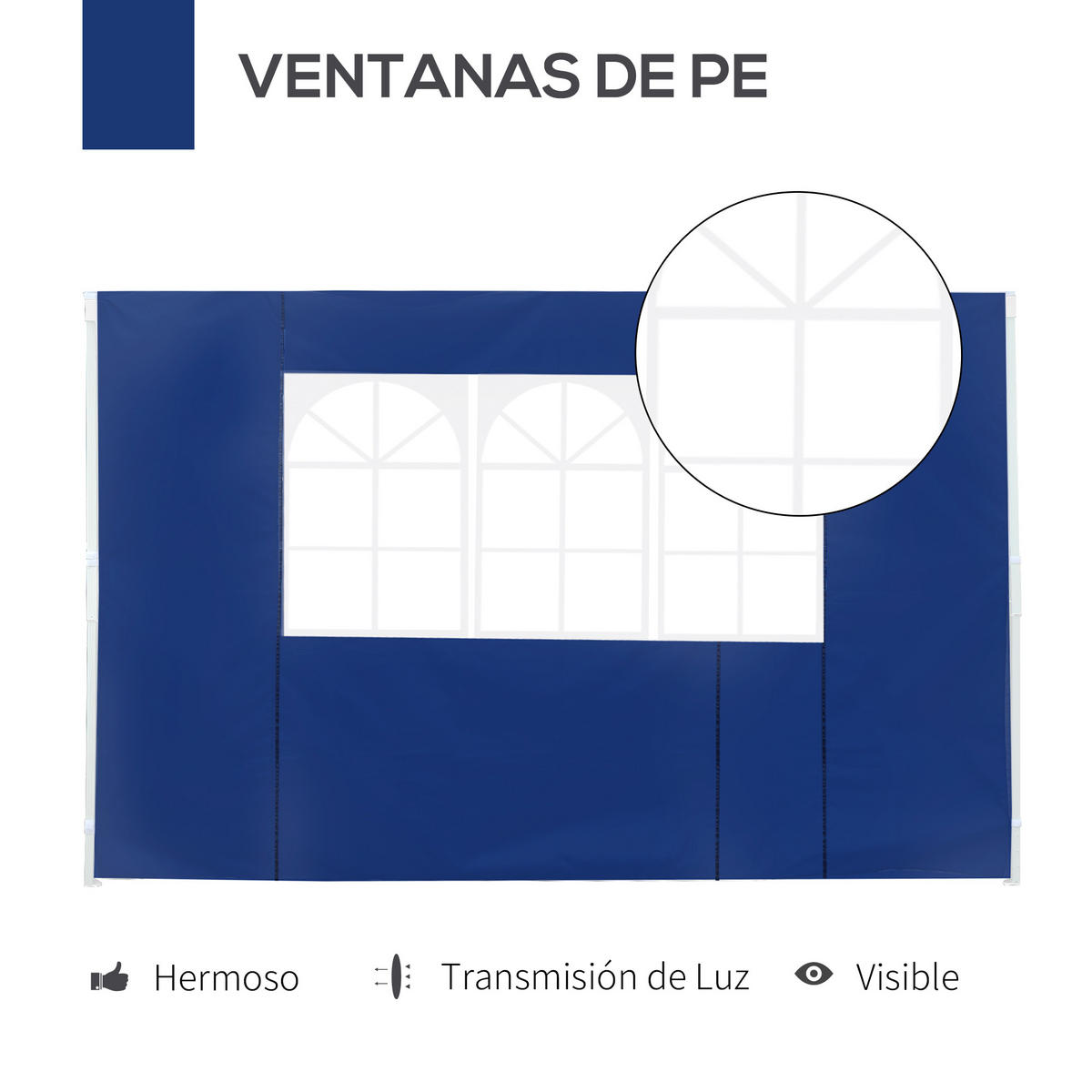 PAVILLON-SEITENTEIL Blau 1 Stück - Blau, Naturmaterialien (300/200cm) - GiPP