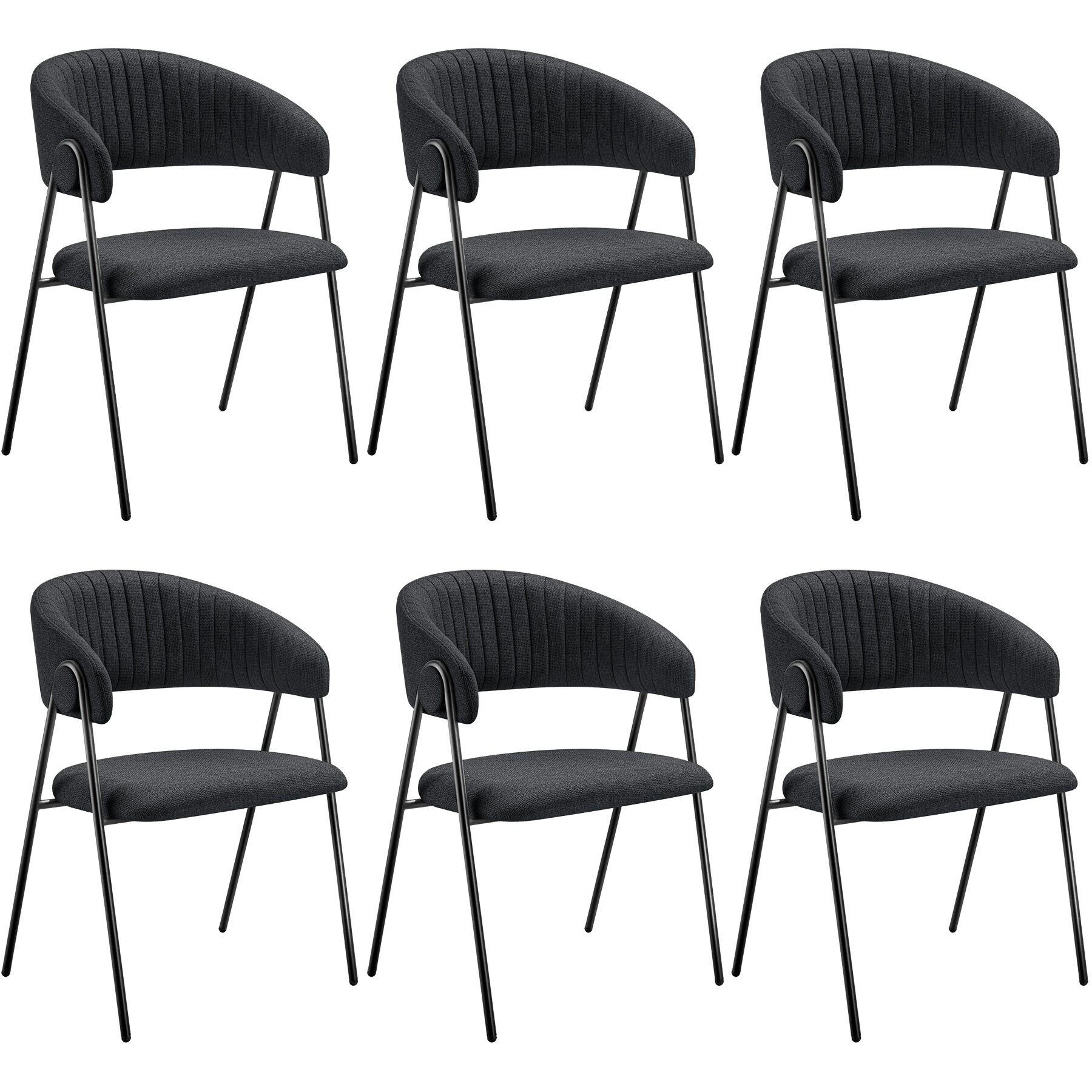 ARMLEHNENSTUHL 6er Set Bedano 60 x 58 x 85 cm schwarz - Schwarz, Kunststoff (60/85/58cm) - tectake