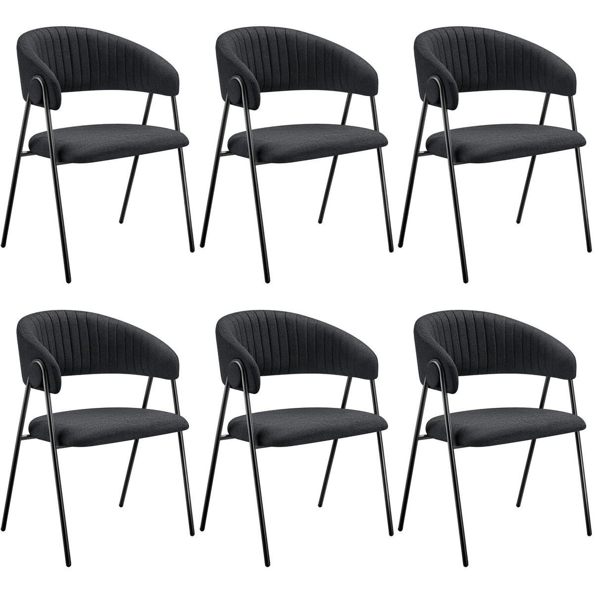 ARMLEHNENSTUHL 6er Set Bedano 60 x 58 x 85 cm schwarz - Schwarz, Kunststoff (60/85/58cm) - tectake