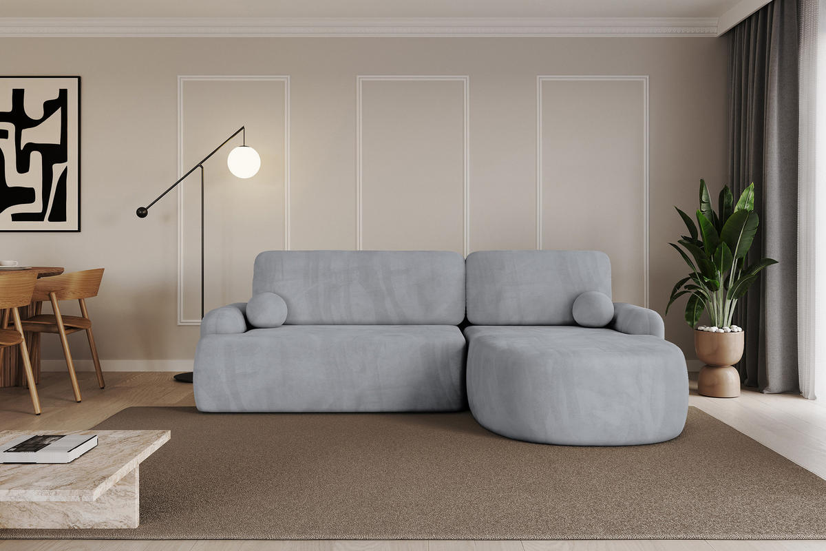 ECKSOFA mit Schlaffunktion und Bettkasten LIRA-L - 264x172x89 Grau - Grau, Holzwerkstoff/Textil (172/264cm) - ALTDECOR