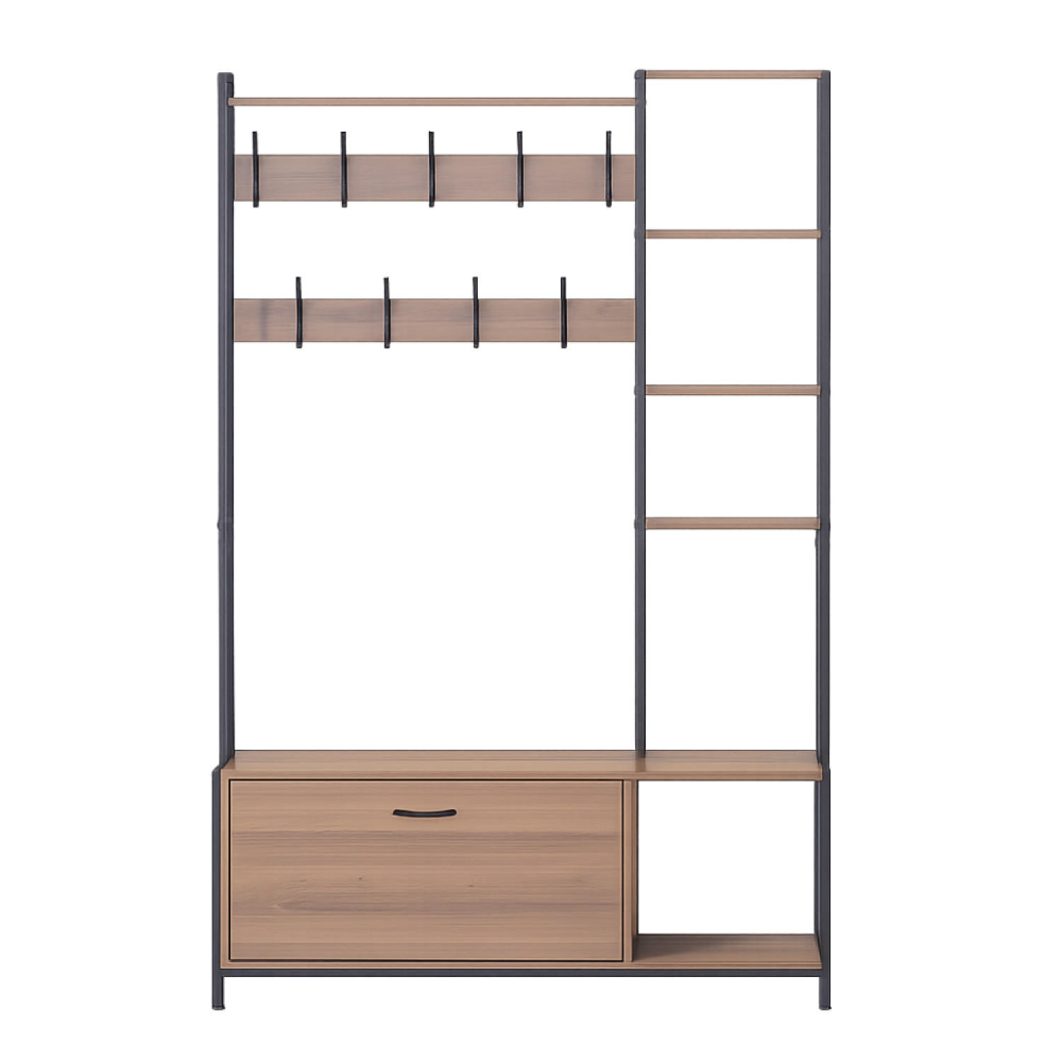 GARDEROBE Manti in Nussbaum und Schwarz 182 x 120 cm - Schwarz, Holzwerkstoff (120/11/46cm) - Concept Usine