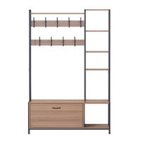 GARDEROBE Manti in Nussbaum und Schwarz 182 x 120 cm - Schwarz, Holzwerkstoff (120/11/46cm) - Concept Usine