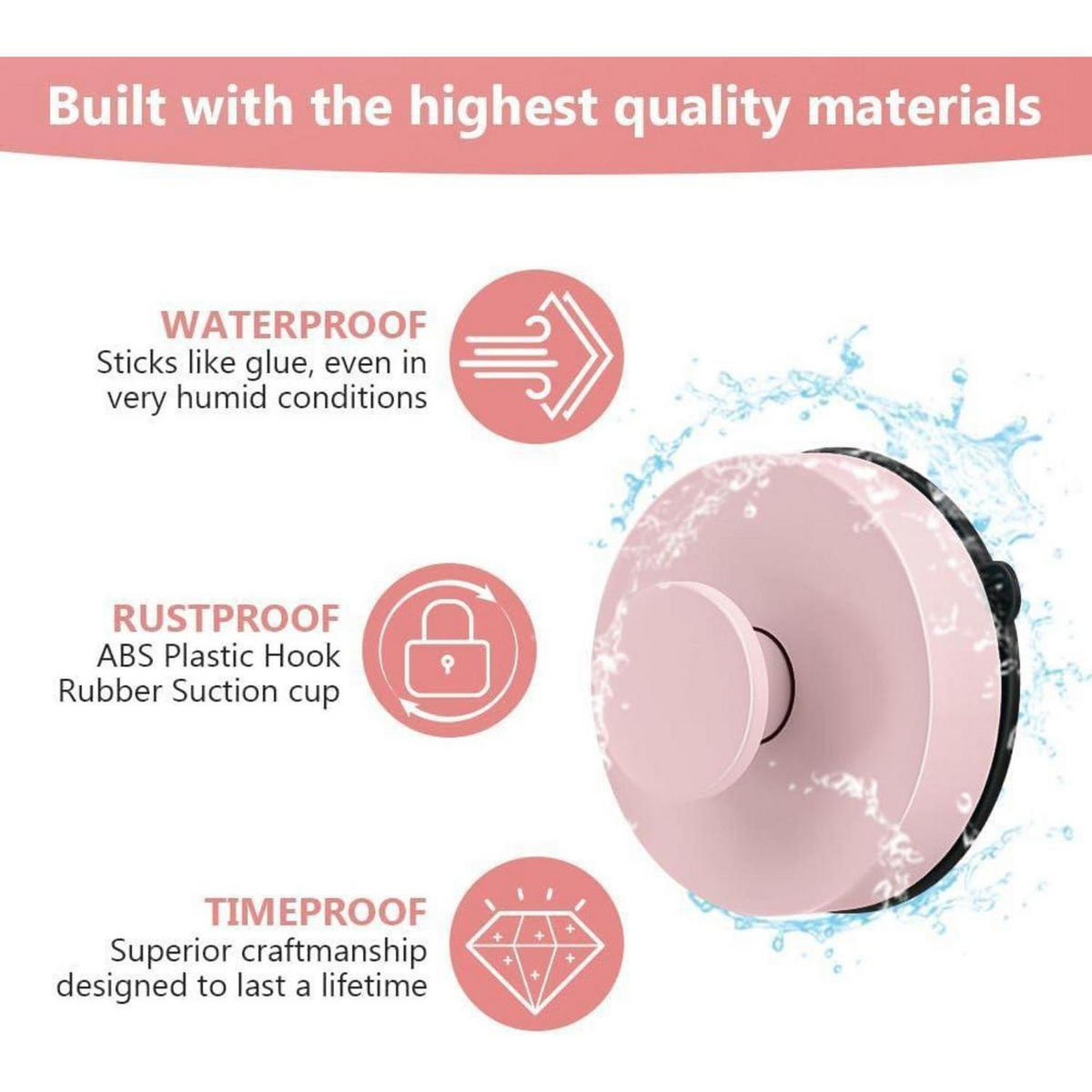 WANDHAKEN 2-teiliges Set Rosa - Rosa, Kunststoff (2.9/1.6/6.5cm)