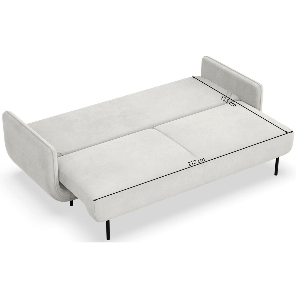 SCHLAFSOFA Ovals Hellgrau - Hellgrau/Schwarz, Textil/Metall (236/95/96cm) - Selsey