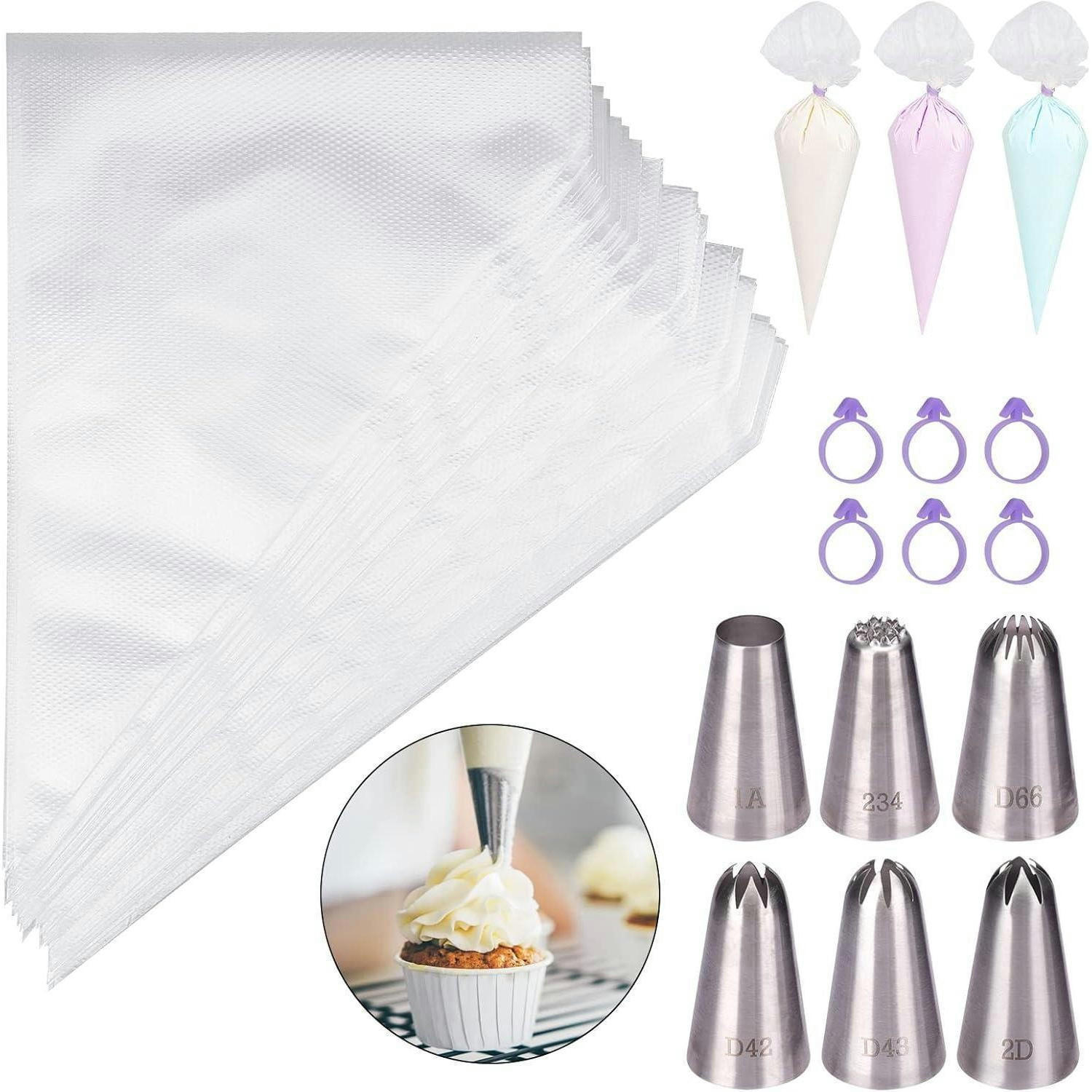 SPRITZBEUTEL Set 100 Stück mit 6 Spritztüllen - Multicolor, Kunststoff (30/30/30cm)