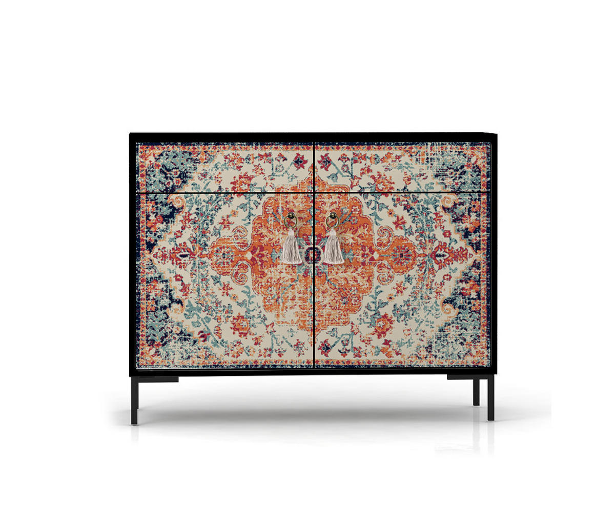 SIDEBOARD aus MDF mit 2 Türen und 2 Schubladen mit ALISE VINTAGE RUG-Aufdruck - Rot, Holzwerkstoff (90/84/45cm) - RNT By Really Nice Things