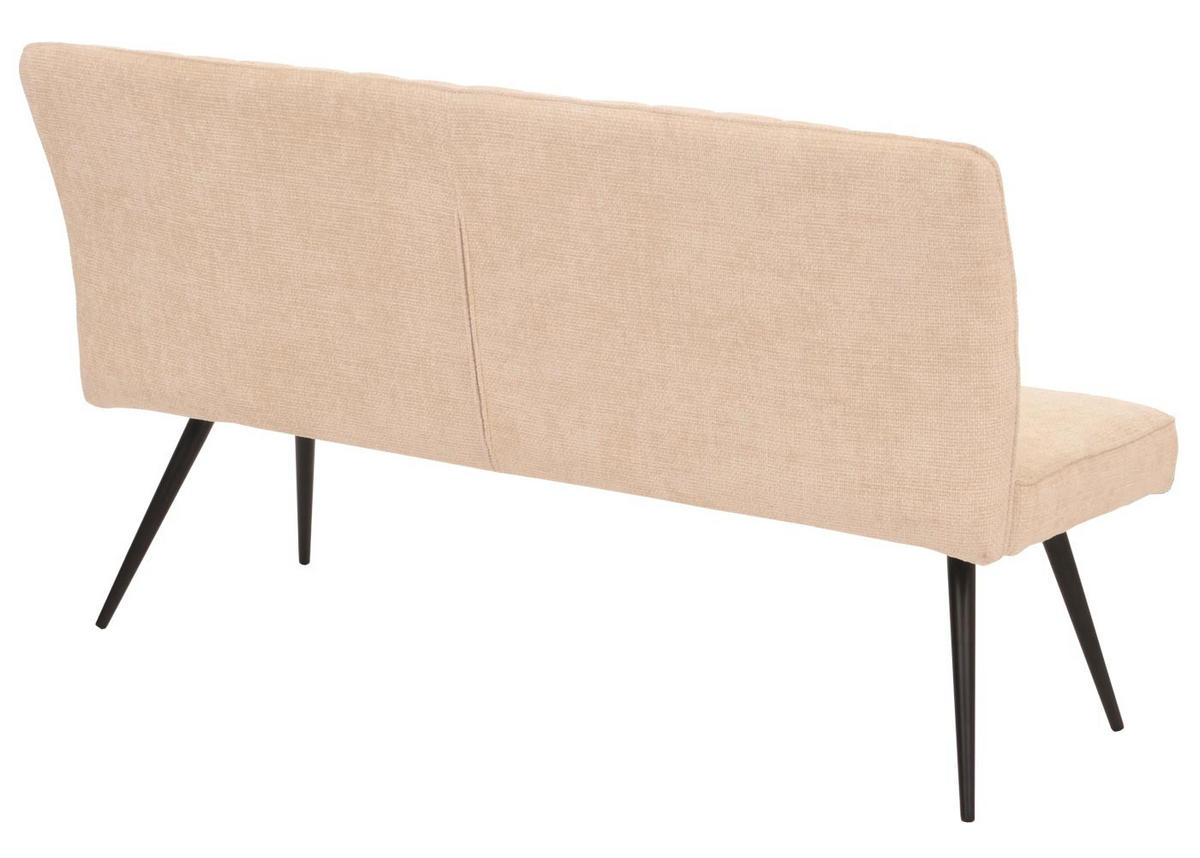 SITZBANK 90x160x60cm Sitzhöhe 48cm Rückenlehne Stoff/Textil Chenille Metall 160cm Creme-Beige - Beige, Textil (160/90/60cm) - BERLINLODGE