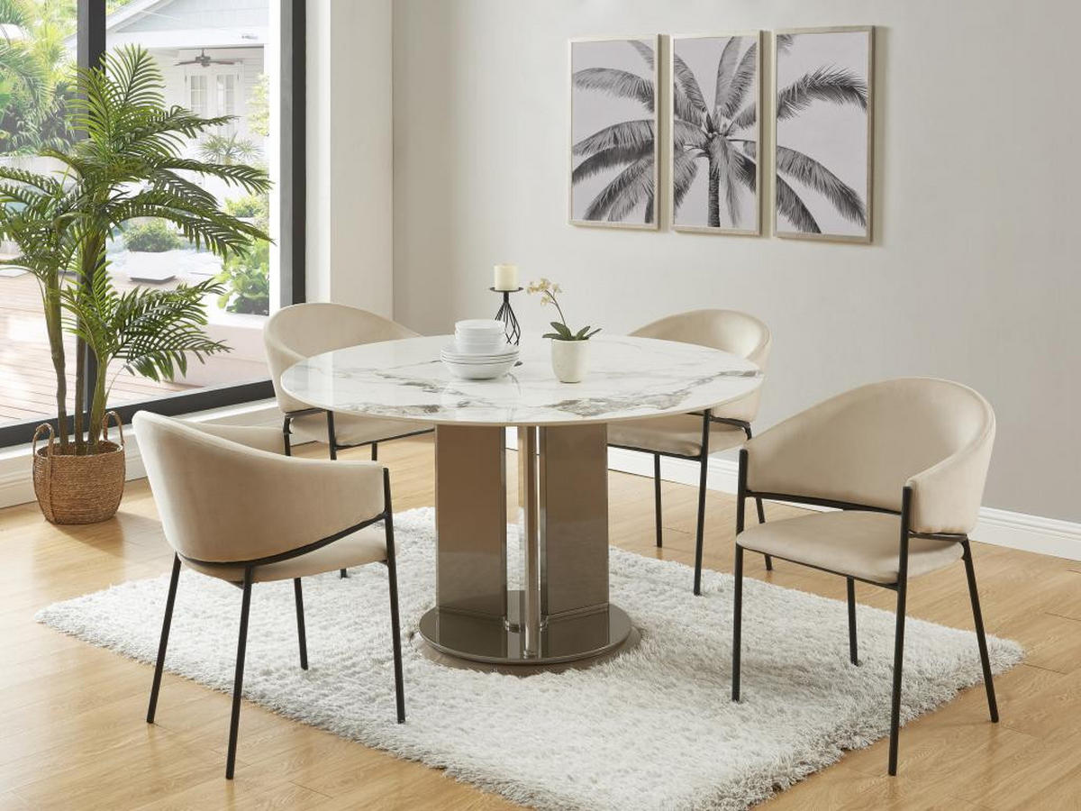 STUHL mit Armlehnen 2er-Set - Samt & Schwarzes Metall - Beige - ORDIDA - Beige, Textil (61/80/53cm) - Pascal Morabito
