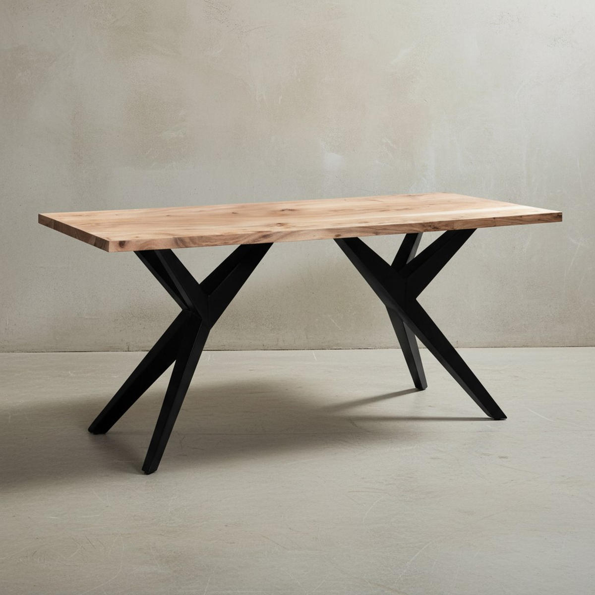 ESSTISCH Massivholz Metall Rechteckig Loft-Stil, Akazie 200x100x76 cm - Schwarz/Akaziefarben, Holz/Metall (100/200/76cm) - KADIMA DESIGN