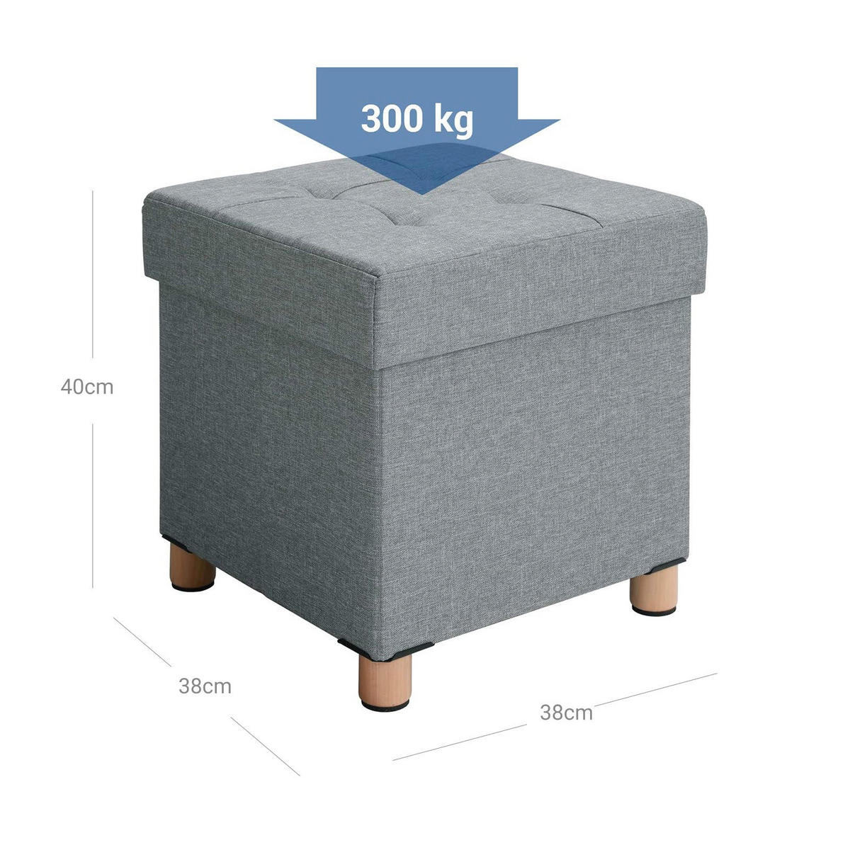 SITZHOCKER - Hellgrau, Holzwerkstoff (38/40/38cm) - Hansiro