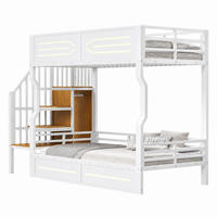 MULTIFUNKTIONSBETT mit LED und Stauraumtreppe 90x200 cm Metall/MDF Weiß - Weiß, Metall (90/200cm) - Meubliv