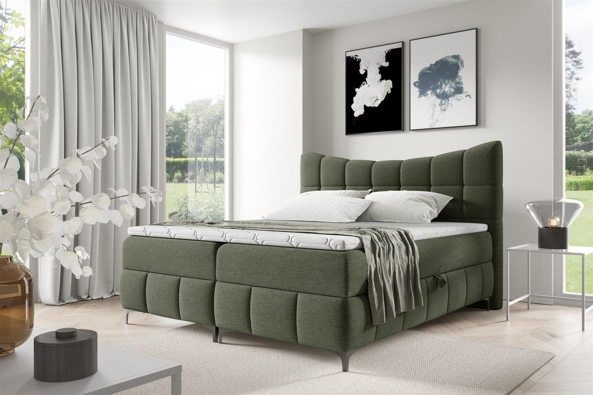 BOXBETT Charles In Aragon - Grün, Holzwerkstoff/Textil (180/200cm) - Fun Möbel