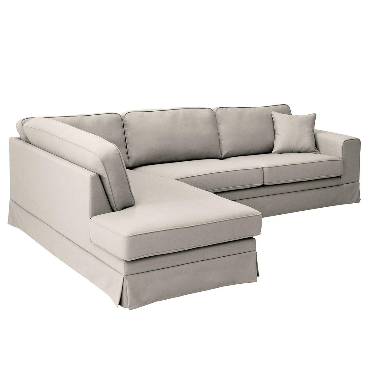 ECKSOFA mit Husse - Ottomane, Webstoff - Hellgrau/Schwarz, Kunststoff/Textil (297/210cm) - home24