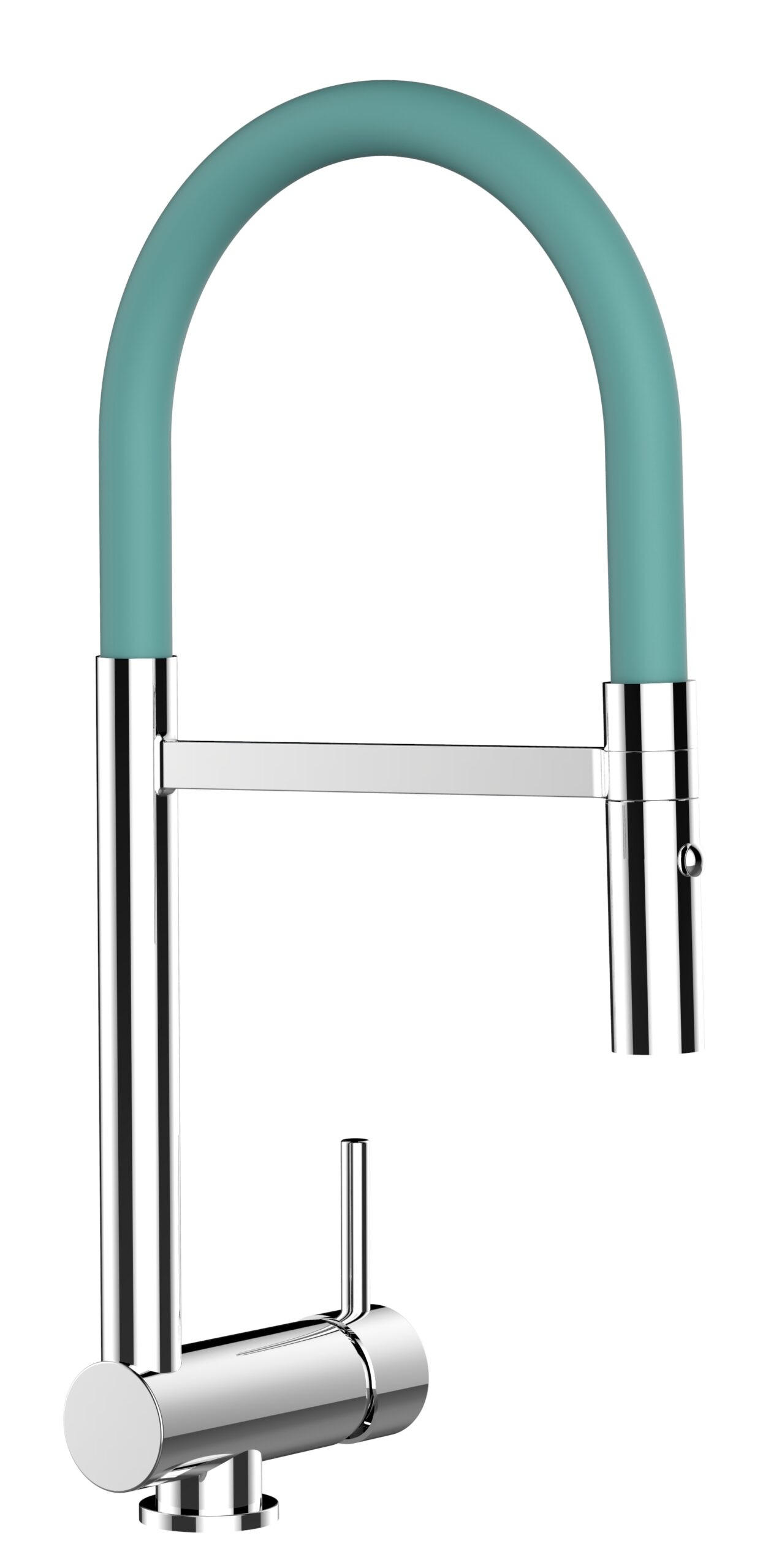 VORFENSTER-KÜCHENARMATUR, Umklappbar 6 CM, Verchromt und Türkis, 2-Strahl-Brause - Türkis, Metall (21.3/48.2/21.3cm) - VIZIO