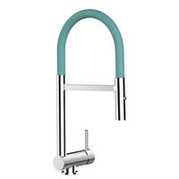 VORFENSTER-KÜCHENARMATUR, Umklappbar 6 CM, Verchromt und Türkis, 2-Strahl-Brause - Türkis, Metall (21.3/48.2/21.3cm) - VIZIO