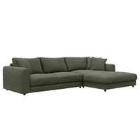 ECKSOFA mit Longchair - Schwarz/Grau, Textil (286/183cm) - home24