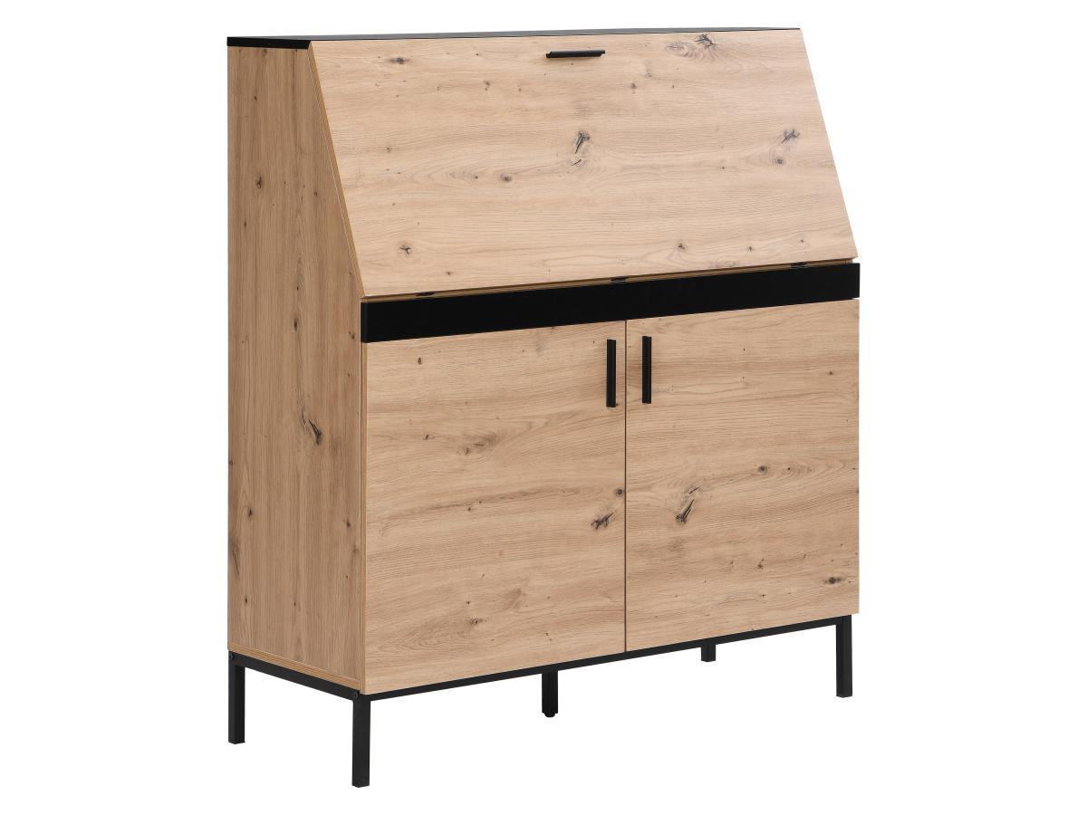 SCHREIBTISCH mit 2 Türen - MDF - Naturfarben & Schwarz - MALEDA - Naturfarben, Holz (100/40/115cm) - Vente-Unique