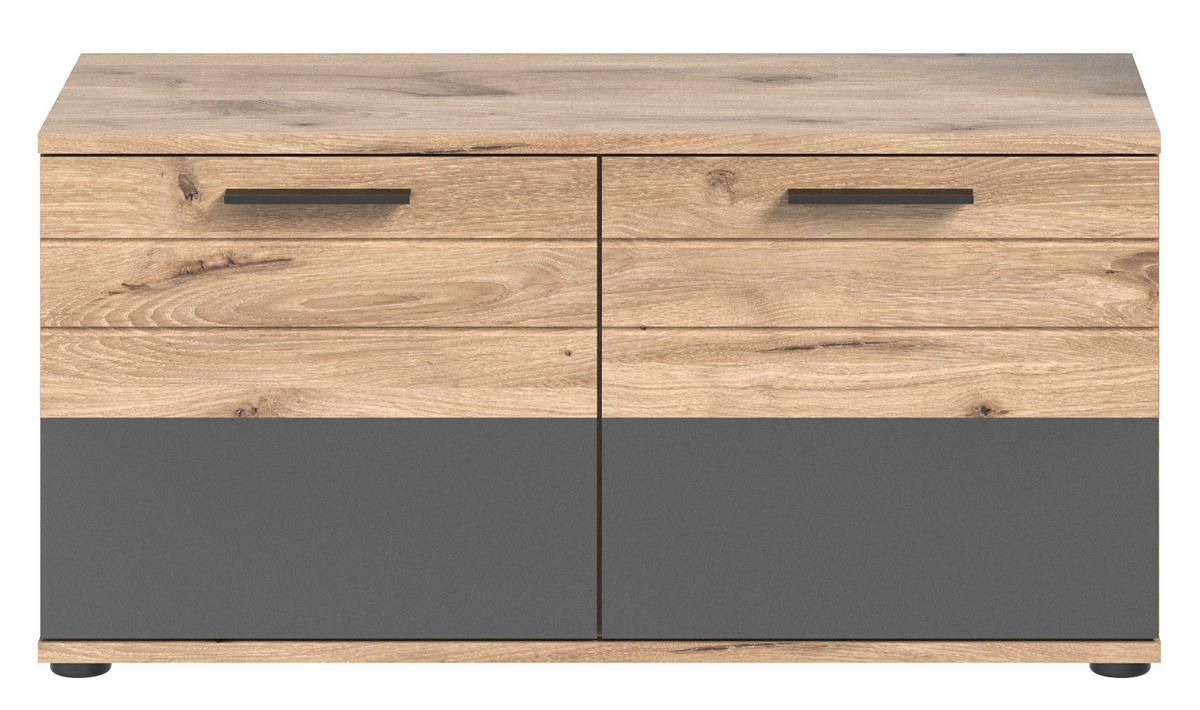 GARDEROBEN-SET MASON 4-tlg. (B/H/T: ca. 195/200/38 cm) in Nox Oak Nachbildung/Basalt grau - Eichefarben, Holzwerkstoff (195/200/38cm)