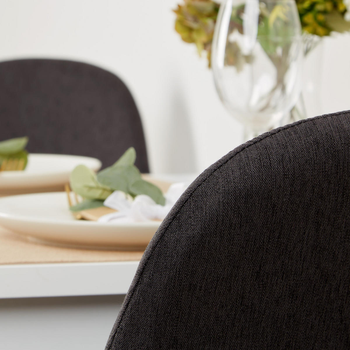 STUHL in Stahl Leinen Dunkelgrau - Dunkelgrau, Textil (44/88/45cm) - Homestyle4u