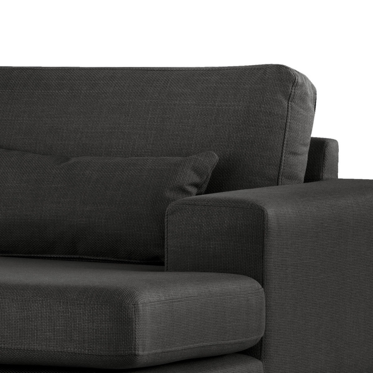 WOHNLANDSCHAFT mit Longchair - Eichefarben/Schwarz, Eichenholz/Textil (371/81/219cm) - home24