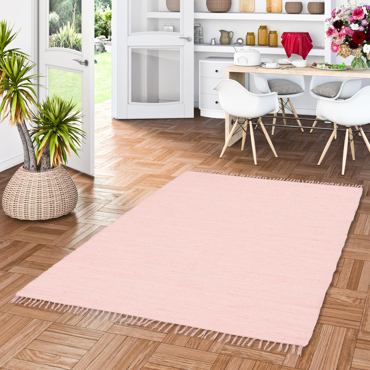 BAUMWOLLE NATUR TEPPICH JOLLY COTTON - Rosa, Textil (160/230cm) - Pergamon