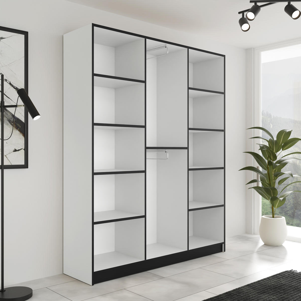 DREHTÜRENSCHRANK ROJ MIT AUFSATZ 3D weiß - Weiß, Holzwerkstoff (157/247/39cm) - Kier Furniture