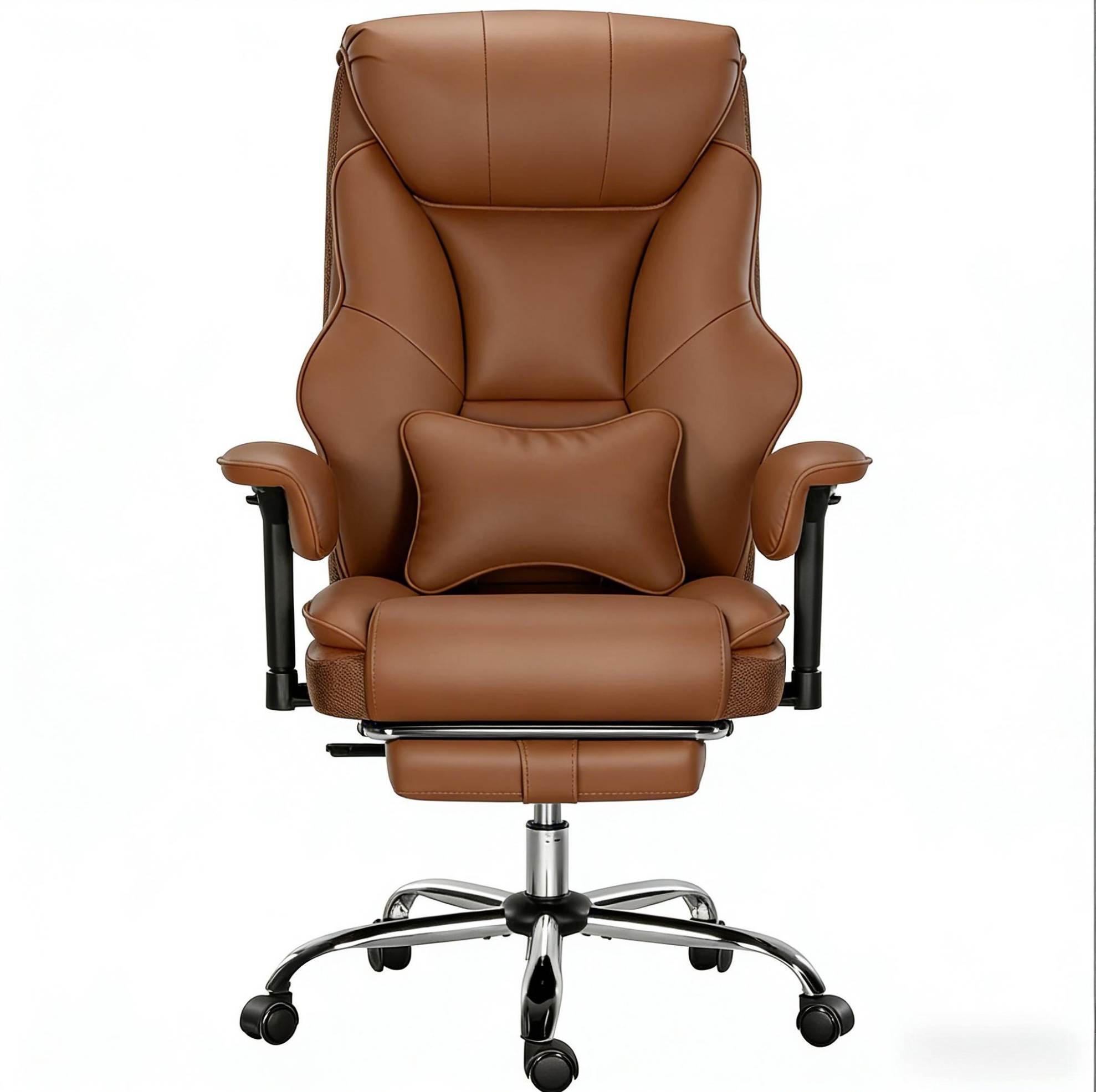 BÜROSTUHL ergonomisch höhenverstellbar mit Fußlehne Braun - Braun, Metall (77/125.5/35.5cm) - Meubliv