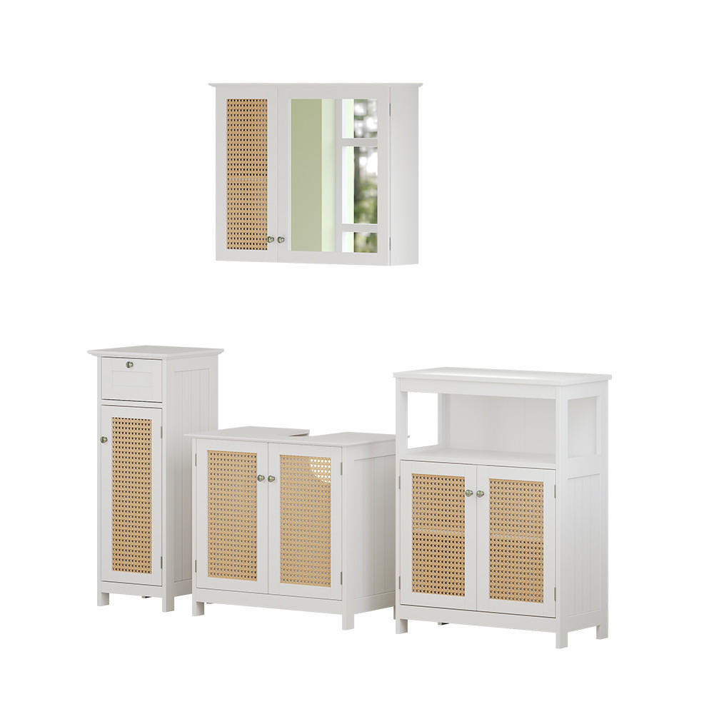 BADMÖBEL-SET Rosario Weiß 4 teilig, mit Midischrank - Weiß, Holzwerkstoff (60/58/35cm) - Vicco