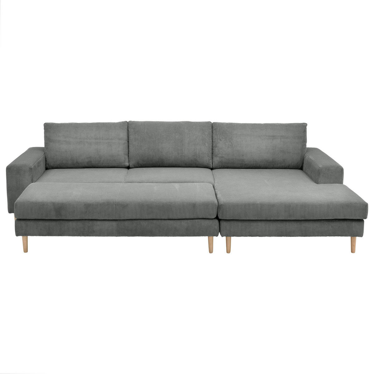 SOFA mit Longchair rechts Kaylynn Cordstoff anthrazit - Anthrazit, Kunststoff (175/294cm) - 58aufmkessel