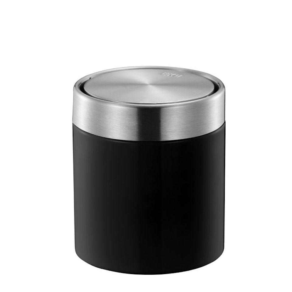 MÜLLEIMER 1,5 Liter 13,8x12 cm Edelstahl & Schwaru - Schwarz, Metall (12/13.8/12cm) - PROREGAL
