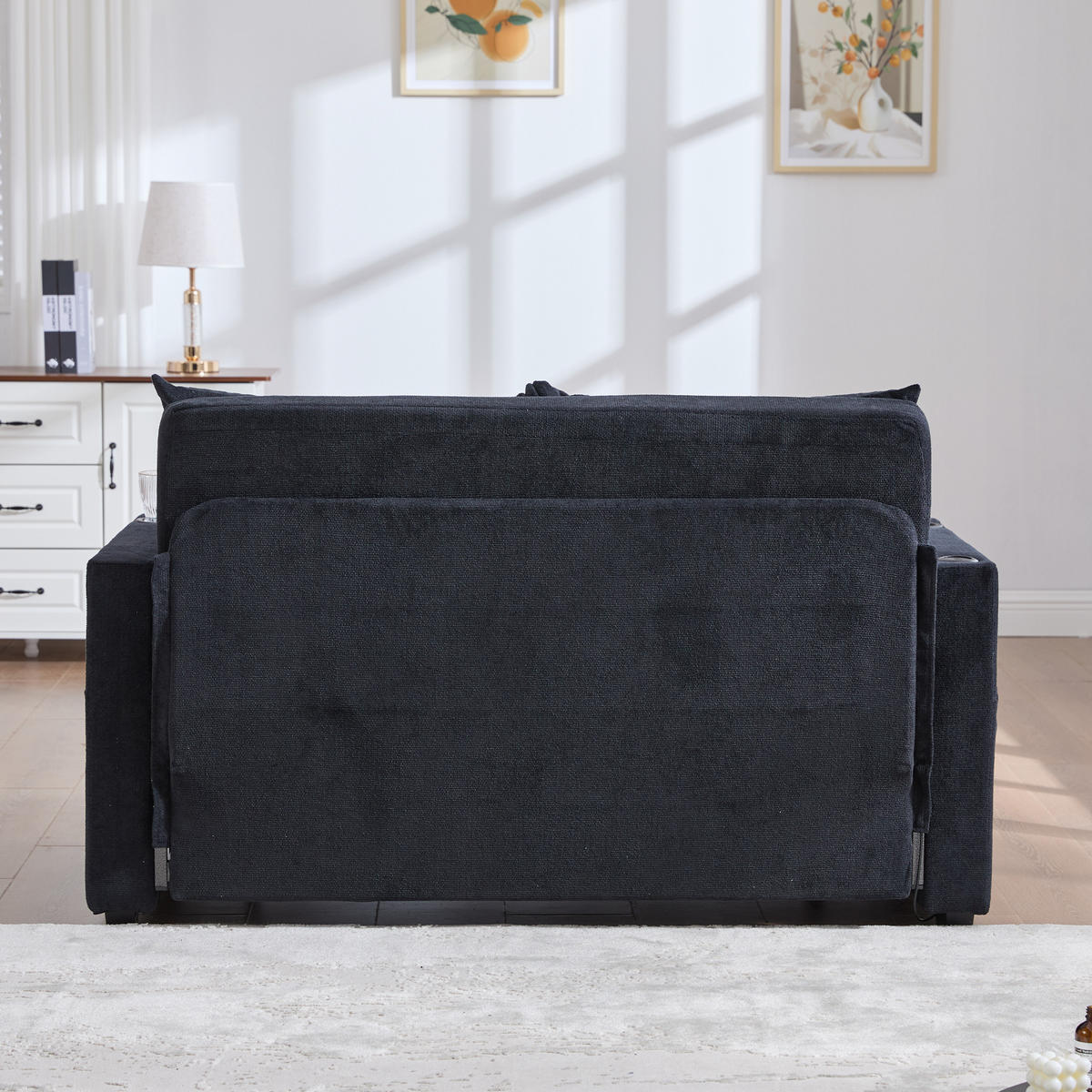 SCHLAFSOFA aus Chenille 139x83x73 cm in Schwarz mit Schlaffunktion - Schwarz, Textil (139/83/73cm) - Modfu