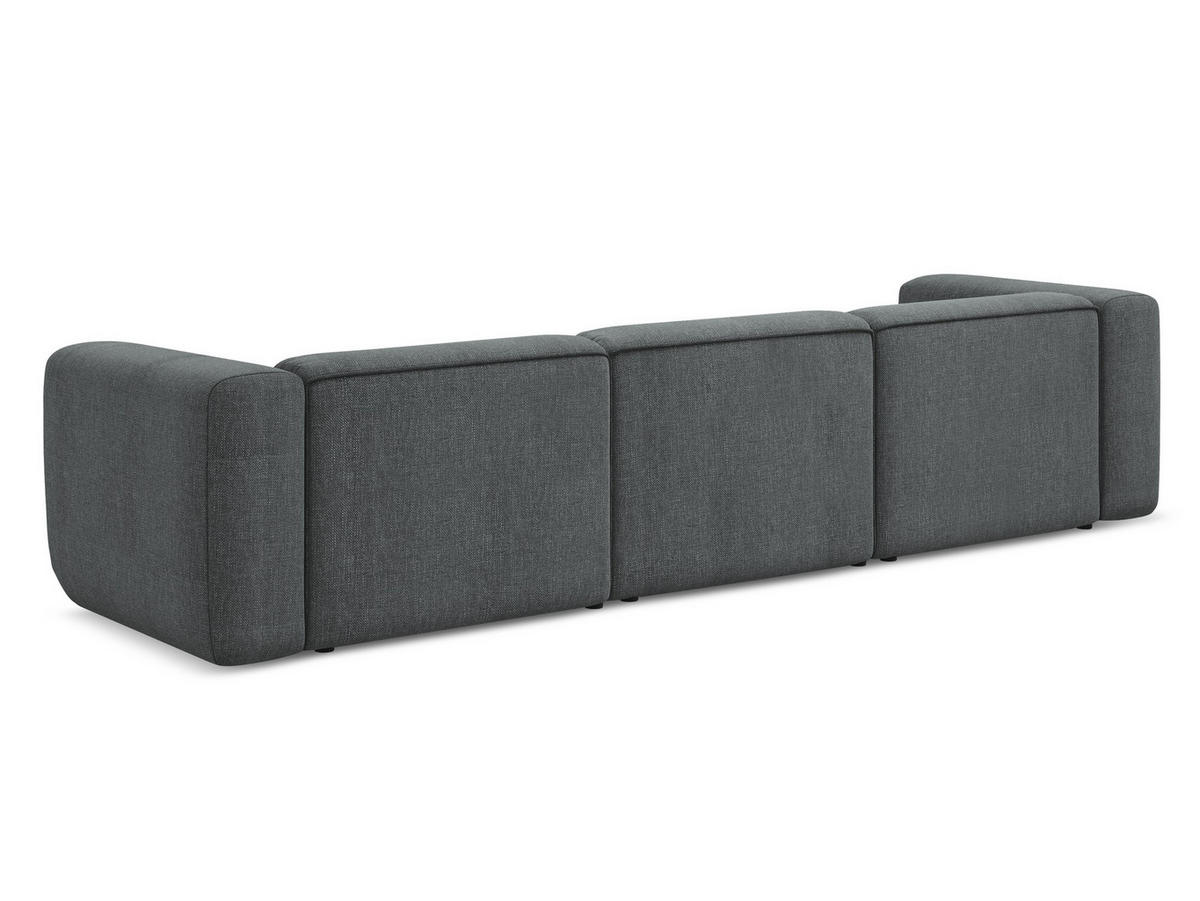 4-SITZER-SOFA Chenille Stoff Grau - Schwarz/Graphitfarben, Kunststoff/Textil (319/70/89cm) - Makamii