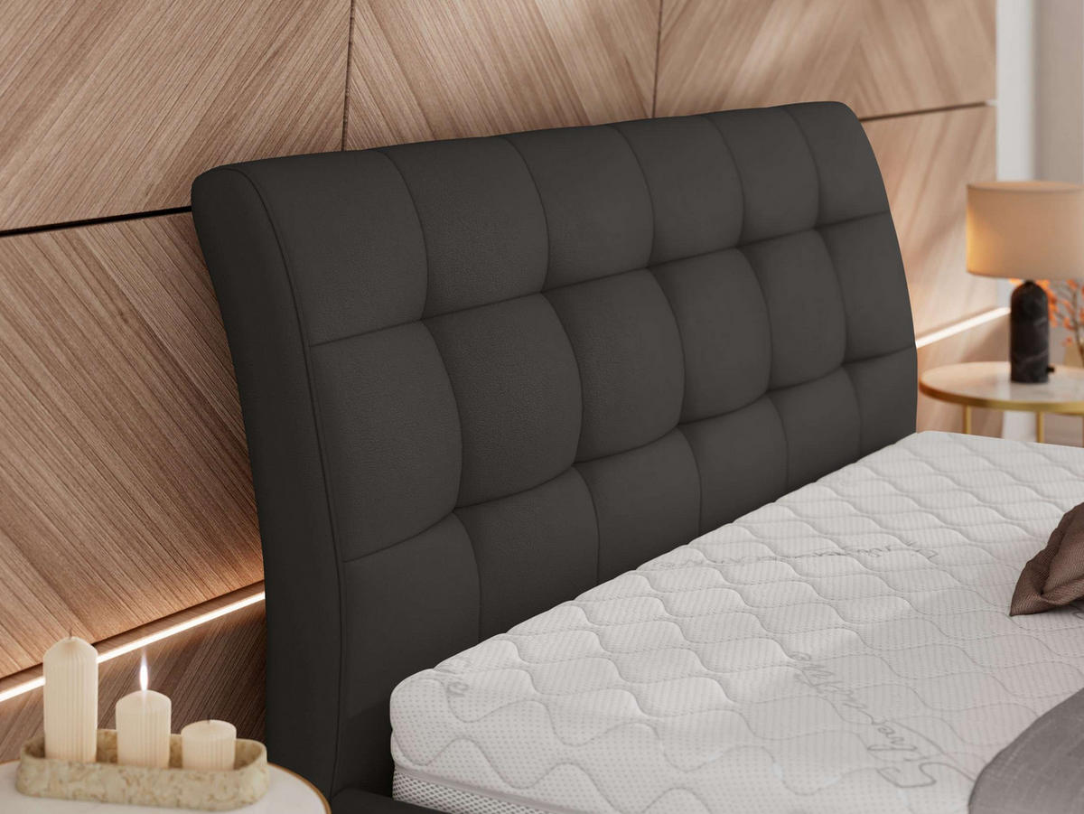 POLSTERBETT GALA CLASSIC 160/200 - Grau Kunstleder - Pocket-Matratze - Grau, Textil (160/200cm) - MKS