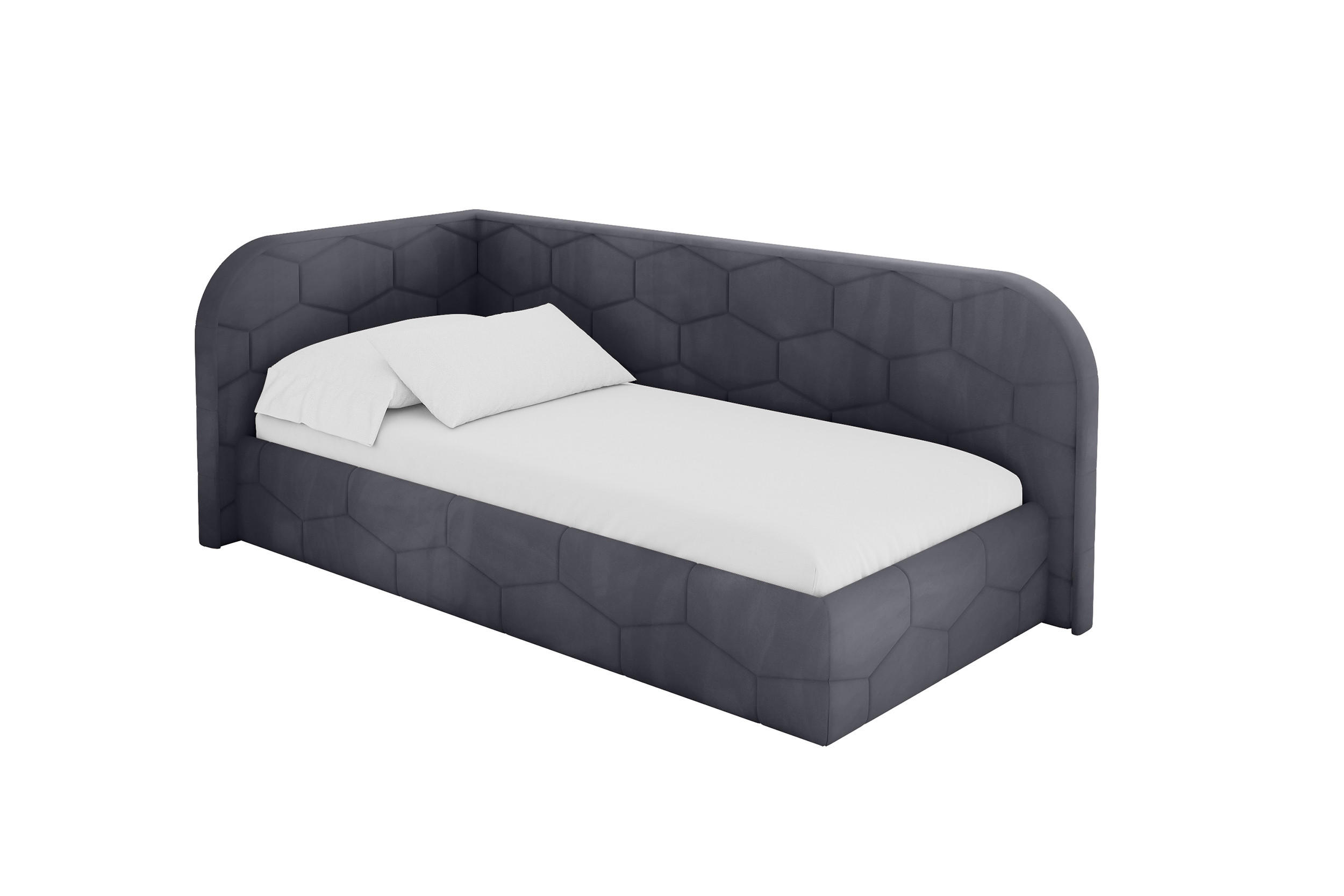 EINZELLBETT Jugendbett mit Bettkasten, Rechts - JAXY 90x200 Dunkelgrau - Titanfarben, Holzwerkstoff/Textil (90/200cm) - ALTDECOR
