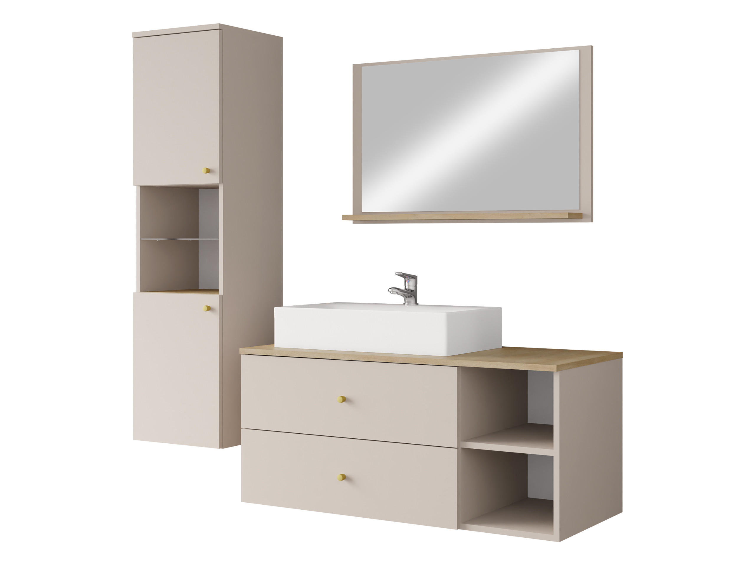 BADMÖBEL-SET Kertos II - Beige/Goldfarben, Holzwerkstoff/Metall (100/57/45cm) - MIRJAN24