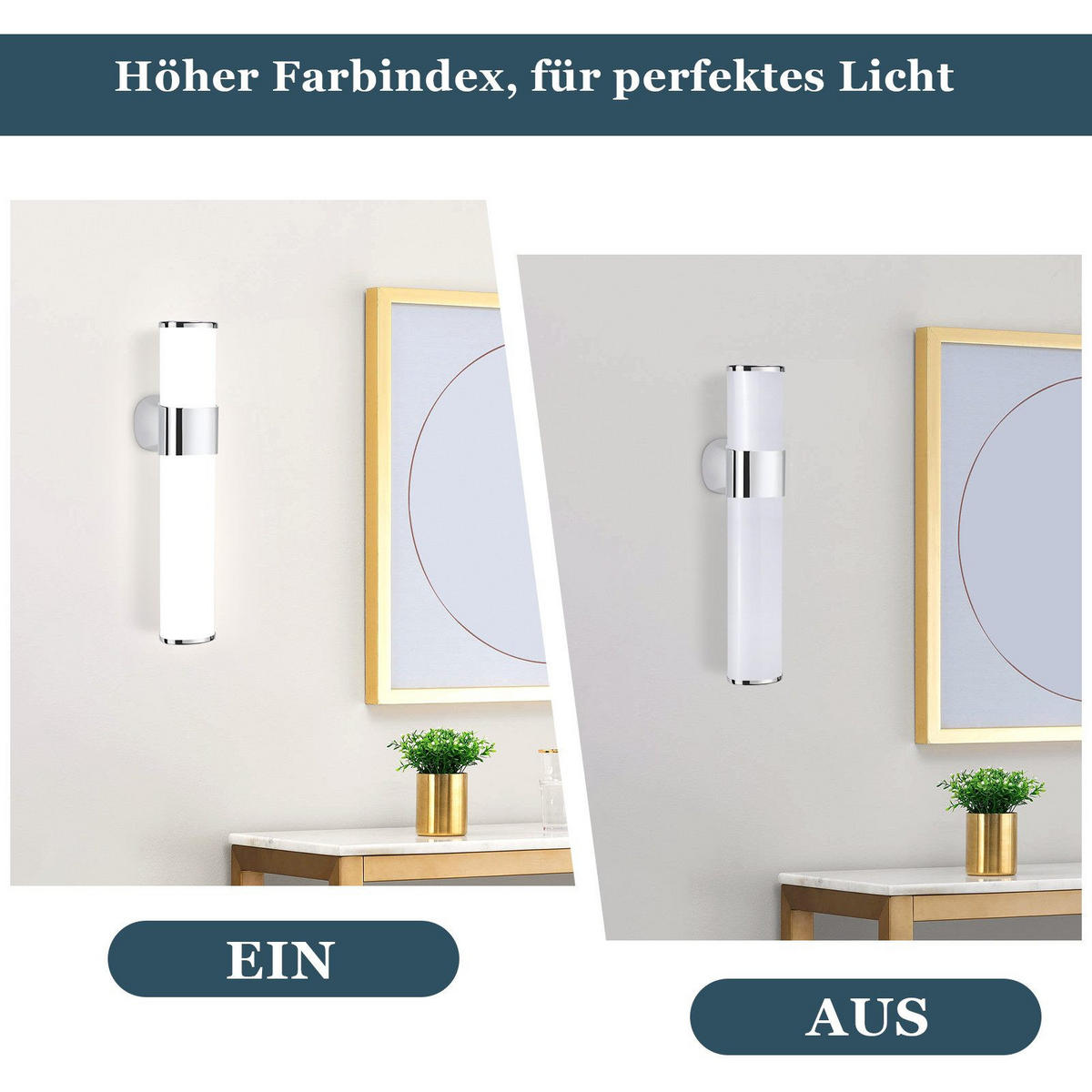 SPIEGELLEUCHTE Wiesbaden(2er-set) 30/6.8/12.8 cm - Chromfarben, Kunststoff (30/6.8/12.8cm) - Nettlife