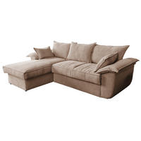 ECKSOFA DAMETO Braun Cord - Dunkelbraun/Schwarz, Kunststoff/Textil (266/174cm) - KAWOLA