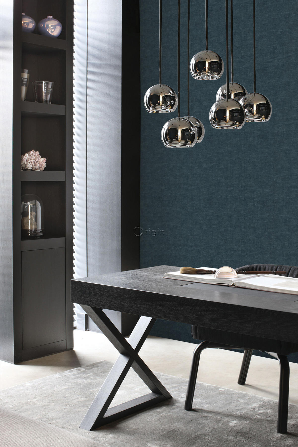 TAPETE Leinen-Optik 53 cm x 10.05 m - Blau, Papier (53/1000cm) - Origin Wallcoverings