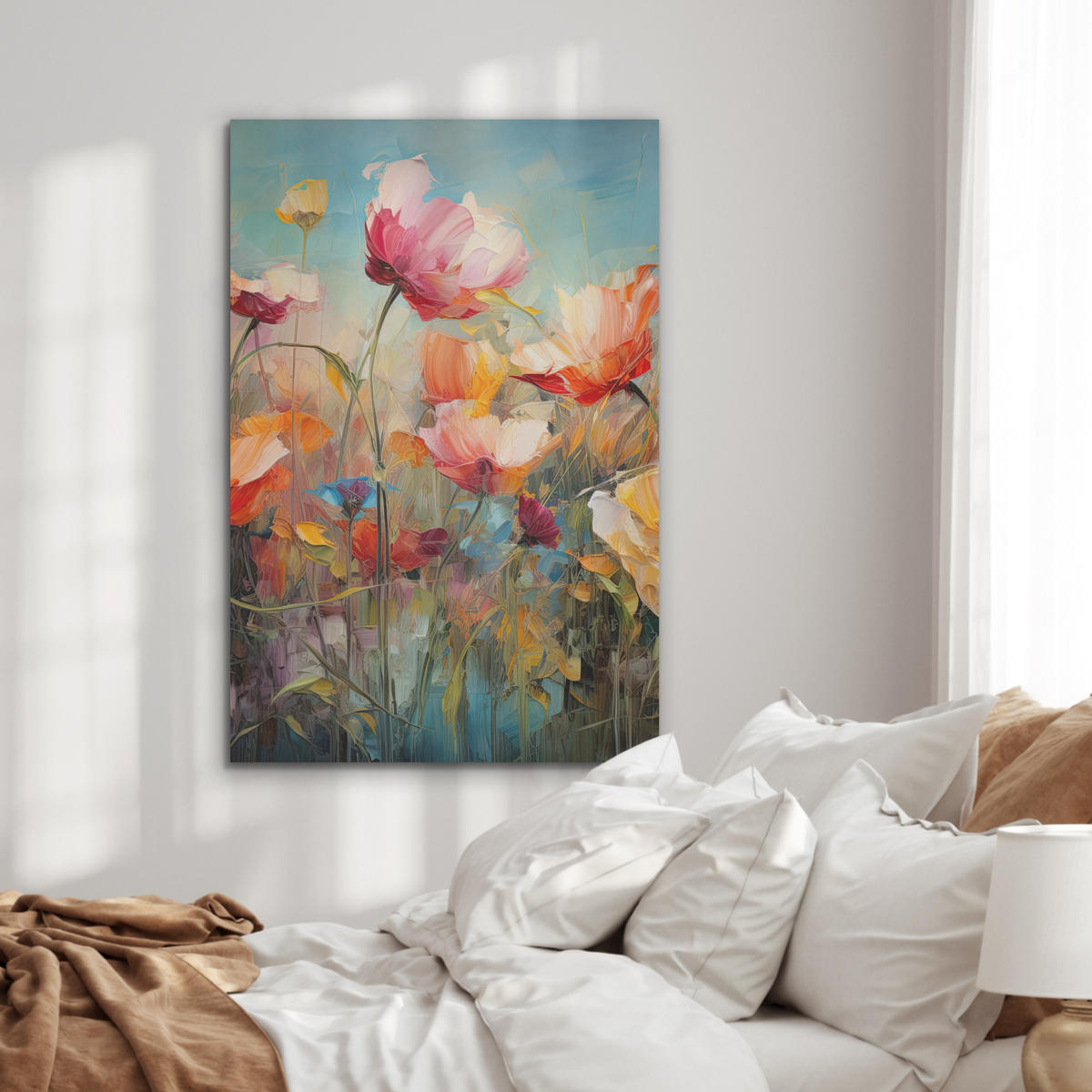 AKUSTIKBILD Blumen - Aquarell - Kunst - Botanisch - Natur Wanddeko 60x90 cm - Orange, Kunststoff (60/90/0.9cm) - MuchoWow