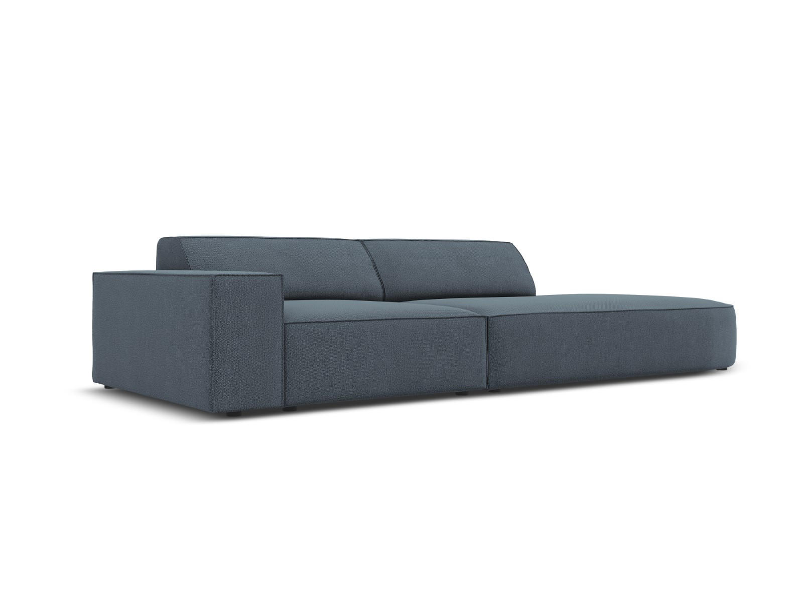 RECHTES-SOFA Jodie aus strukturiertem Stoff blau 3 Sitzplätze - Blau, Textil (102/70/262cm) - Micadoni