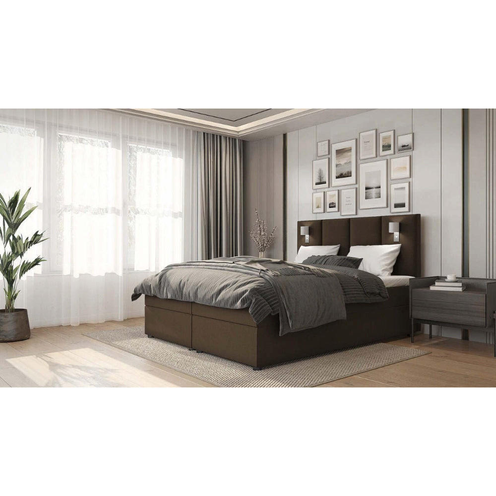 BOXBETT Parma Bonellfederkern inkl. 7-Zonen Topper T-30 mit Bettkasten - Braun, Holz/Holzwerkstoff (90/200cm) - Best For Home