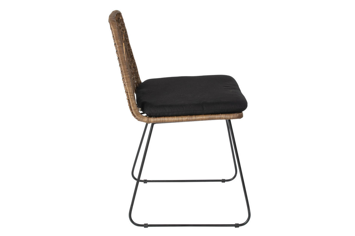 ESSZIMMERSTUHL KAIRO - Nussbaumfarben/Schwarz, Naturmaterialien/Metall (45/80/40cm) - SAM
