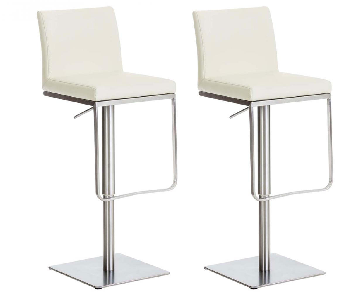 BARHOCKER 2er Set Lederlook Creme - Edelstahlfarben/Creme, Textil/Metall (42/86/44cm) - CLP