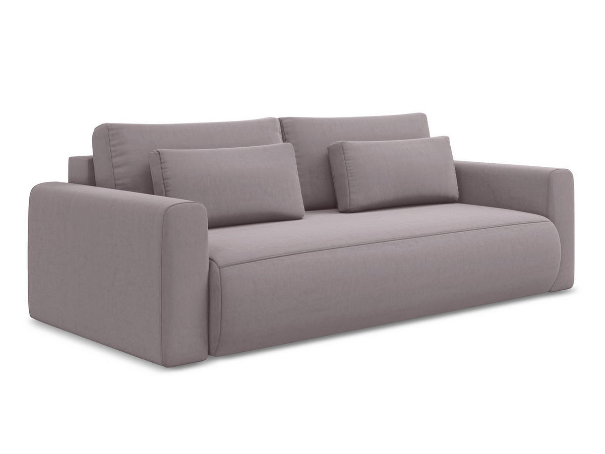 3-SITZER SOFA mit Schlaffunktion Samt Stoff Violett - Lila/Flieder, Kunststoff/Textil (238/82/105cm) - Makamii