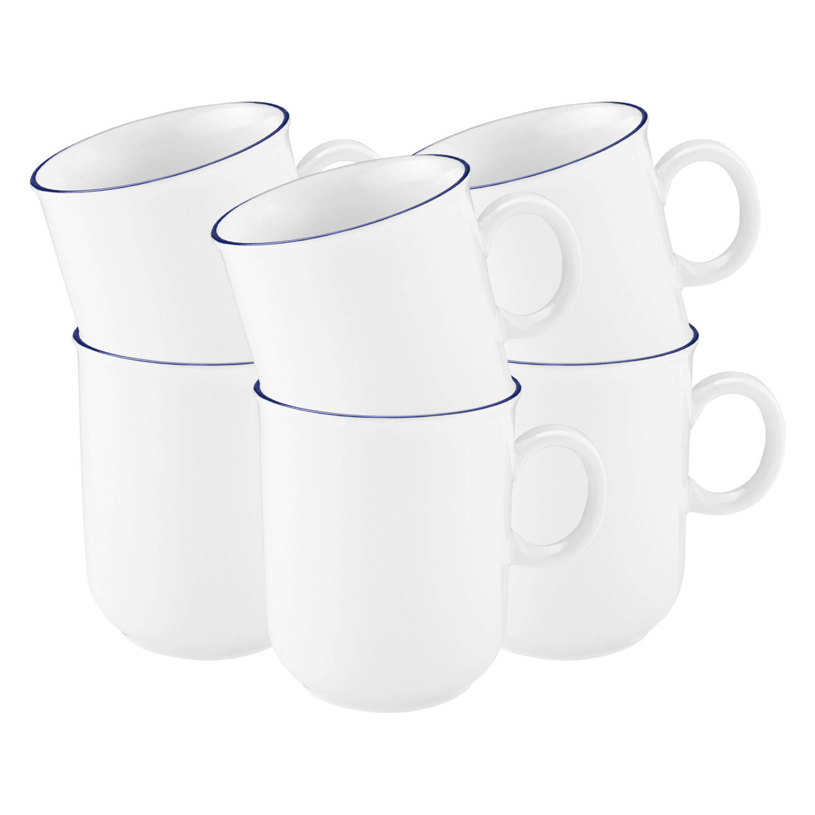HENKELBECHER Compact Blaurand weiß-blau 250 ml 6er Set - Blau/Weiß, Keramik (0.25L) - Seltmann Weiden