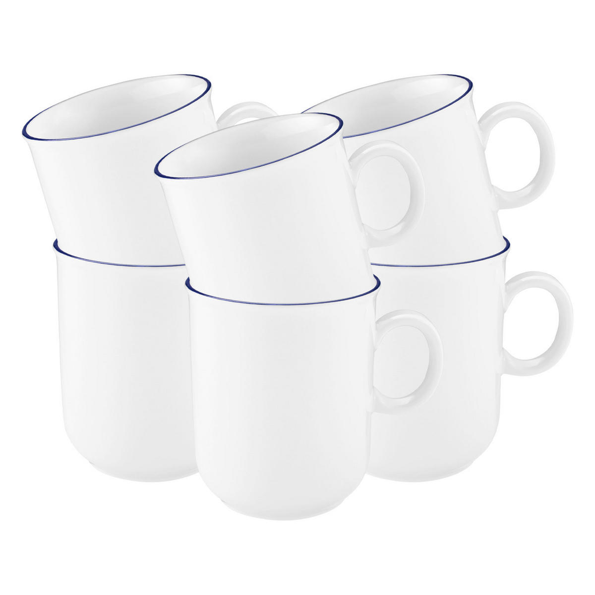 HENKELBECHER Compact Blaurand weiß-blau 250 ml 6er Set - Blau/Weiß, Keramik (0.25L) - Seltmann Weiden