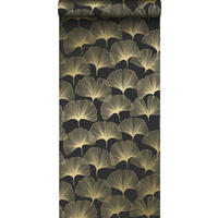 TAPETE Ginkgoblätter 53 cm x 10.05 m - Schwarz, Papier (53/1000cm) - Origin Wallcoverings