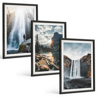 BILDER SET 3er Set - 40x60 cm Schwarzer Rahmen - Wasserfälle, Berge, Landschaften, Natur - Schwarz, Kunststoff (40/60cm) - TULUP