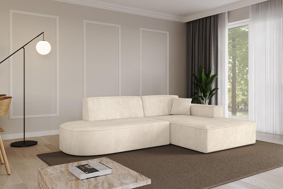 ECKSOFA Ottomane Rechts IREA-L1-v4 - 234x171x79 cm Beige - Champagner/Beige, Holzwerkstoff/Textil (171/234cm) - ALTDECOR