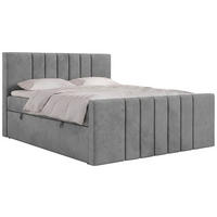 POSTEL BOXSPRING INERO DUO 200/200 - Světle šedá Samet - Topper T25 - H4 - černá/světle šedá, textil/plast (200/200cm) - MKS